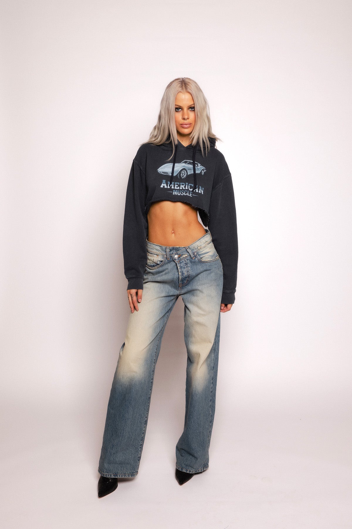 American Muscle Cropped Hoodie